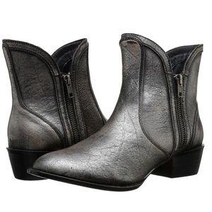 Silver Double Zip Ankle Boots